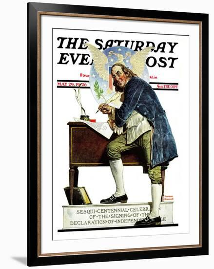 "Independence" or "Ben Franklin" Saturday Evening Post Cover, May 29,1926-Norman Rockwell-Framed Giclee Print