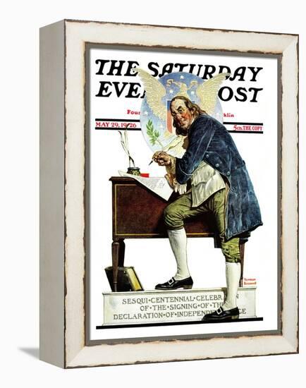 "Independence" or "Ben Franklin" Saturday Evening Post Cover, May 29,1926-Norman Rockwell-Framed Premier Image Canvas