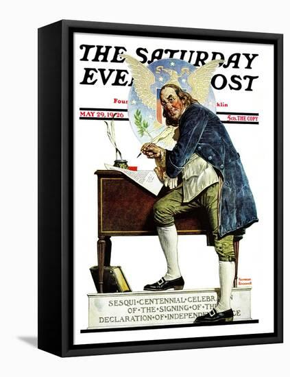 "Independence" or "Ben Franklin" Saturday Evening Post Cover, May 29,1926-Norman Rockwell-Framed Premier Image Canvas