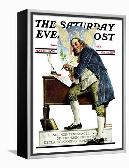 "Independence" or "Ben Franklin" Saturday Evening Post Cover, May 29,1926-Norman Rockwell-Framed Premier Image Canvas