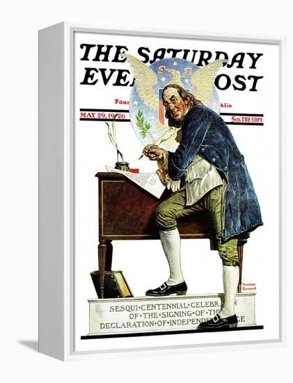 "Independence" or "Ben Franklin" Saturday Evening Post Cover, May 29,1926-Norman Rockwell-Framed Premier Image Canvas