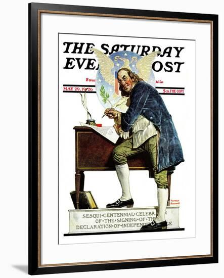 "Independence" or "Ben Franklin" Saturday Evening Post Cover, May 29,1926-Norman Rockwell-Framed Giclee Print