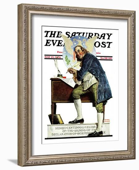 "Independence" or "Ben Franklin" Saturday Evening Post Cover, May 29,1926-Norman Rockwell-Framed Giclee Print