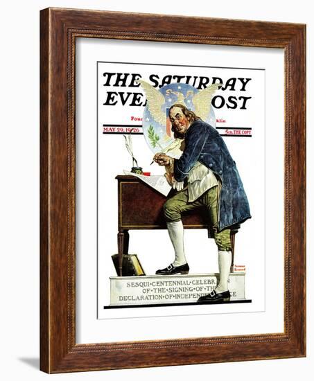 "Independence" or "Ben Franklin" Saturday Evening Post Cover, May 29,1926-Norman Rockwell-Framed Giclee Print