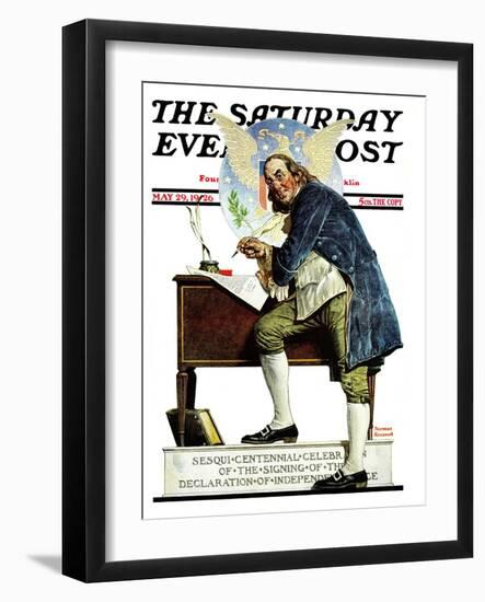 "Independence" or "Ben Franklin" Saturday Evening Post Cover, May 29,1926-Norman Rockwell-Framed Giclee Print