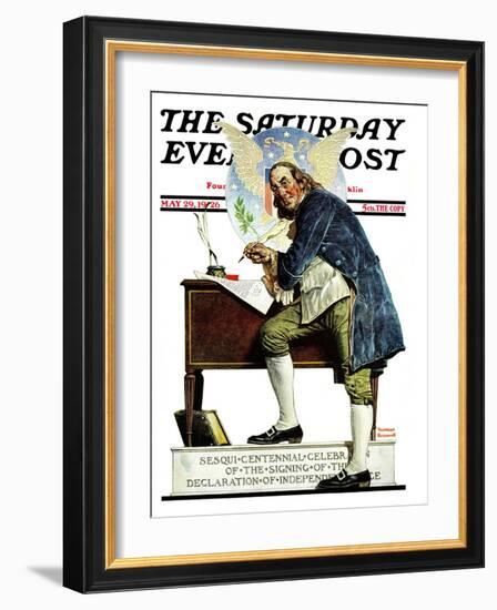 "Independence" or "Ben Franklin" Saturday Evening Post Cover, May 29,1926-Norman Rockwell-Framed Giclee Print