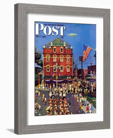 "Independence Parade," Saturday Evening Post Cover, July 7, 1945-John Falter-Framed Giclee Print