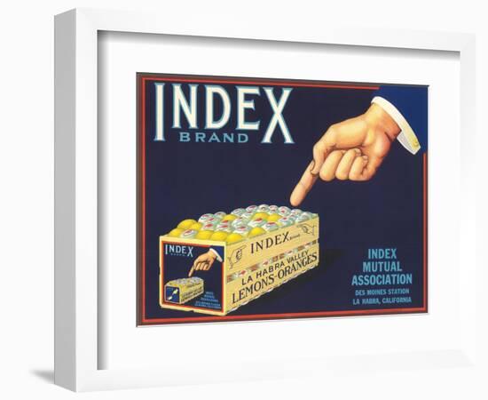 Index Lemon Label-null-Framed Art Print
