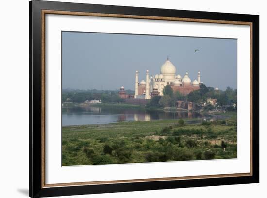 India, Agra. Taj Mahal from the Red Fort of Agra. Sandstone Fortress-Cindy Miller Hopkins-Framed Photographic Print