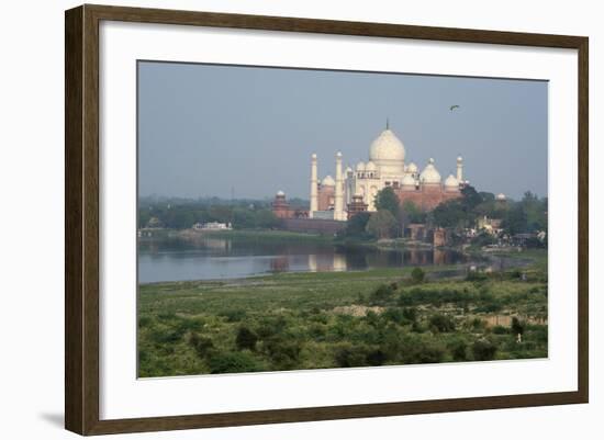 India, Agra. Taj Mahal from the Red Fort of Agra. Sandstone Fortress-Cindy Miller Hopkins-Framed Photographic Print