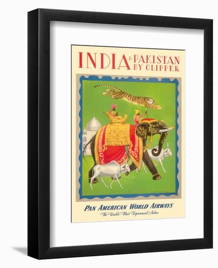 India and Pakistan by Clipper - Pan American World Airways-null-Framed Art Print