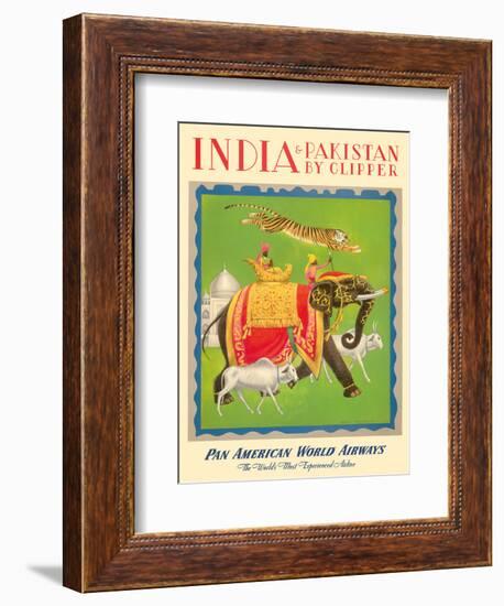 India and Pakistan by Clipper - Pan American World Airways-null-Framed Art Print