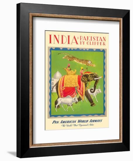 India and Pakistan by Clipper - Pan American World Airways-null-Framed Art Print