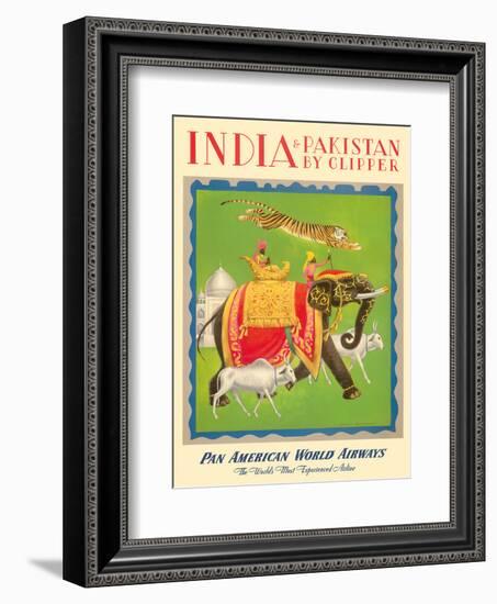 India and Pakistan by Clipper - Pan American World Airways-null-Framed Art Print