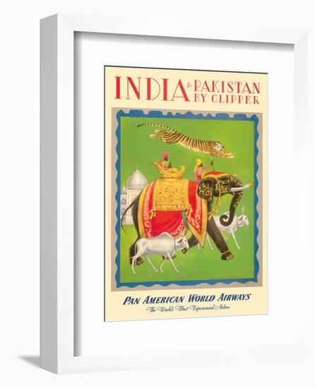 India and Pakistan by Clipper - Pan American World Airways-null-Framed Art Print