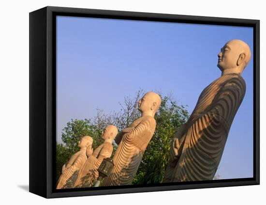 India, Bihar, Bodh Gaya (Aka Bodhgaya), Statues of Bodhisattvas, or 'Enlightened Beings', Garden in-Amar Grover-Framed Premier Image Canvas