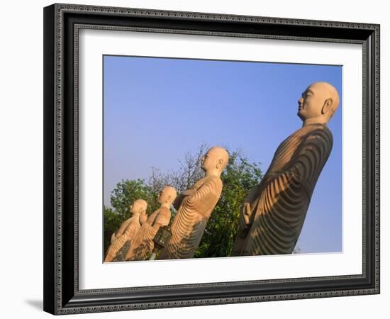 India, Bihar, Bodh Gaya (Aka Bodhgaya), Statues of Bodhisattvas, or 'Enlightened Beings', Garden in-Amar Grover-Framed Photographic Print