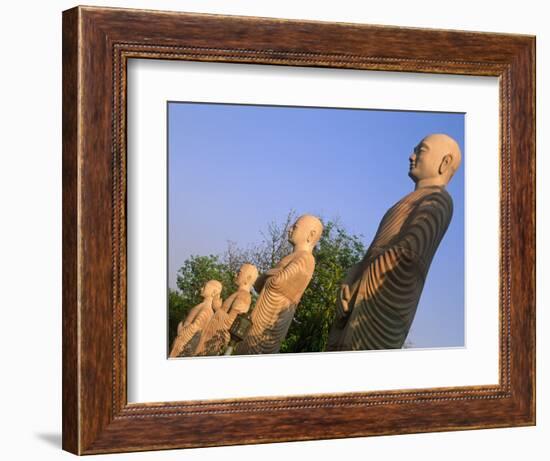 India, Bihar, Bodh Gaya (Aka Bodhgaya), Statues of Bodhisattvas, or 'Enlightened Beings', Garden in-Amar Grover-Framed Photographic Print