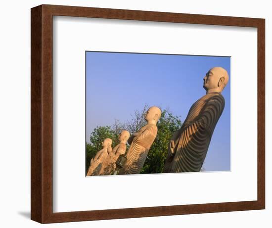 India, Bihar, Bodh Gaya (Aka Bodhgaya), Statues of Bodhisattvas, or 'Enlightened Beings', Garden in-Amar Grover-Framed Photographic Print