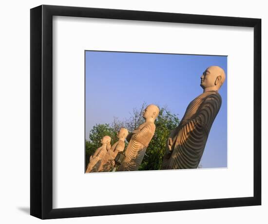 India, Bihar, Bodh Gaya (Aka Bodhgaya), Statues of Bodhisattvas, or 'Enlightened Beings', Garden in-Amar Grover-Framed Photographic Print