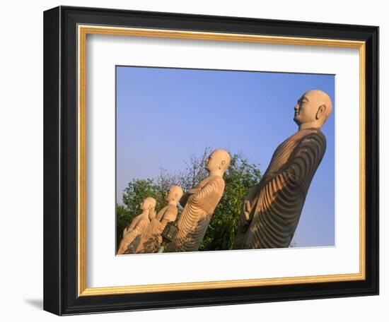 India, Bihar, Bodh Gaya (Aka Bodhgaya), Statues of Bodhisattvas, or 'Enlightened Beings', Garden in-Amar Grover-Framed Photographic Print