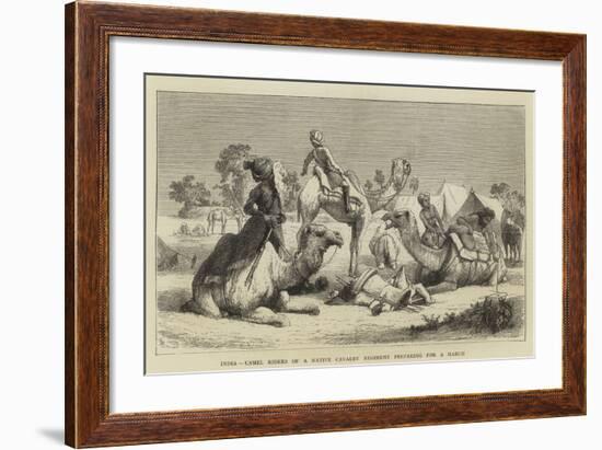 India, Camel Riders of a Native Cavalry Regiment Preparing for a March-null-Framed Giclee Print