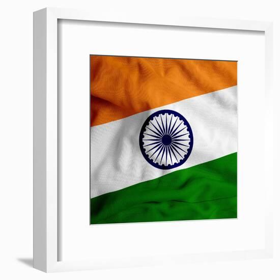 India Cloth Flag-Graphic Design Resources-Framed Art Print