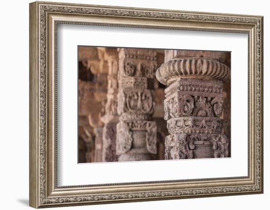 India. Column details at the Alai-Darwaza complex in New Delhi.-Ralph H. Bendjebar-Framed Photographic Print