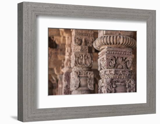 India. Column details at the Alai-Darwaza complex in New Delhi.-Ralph H. Bendjebar-Framed Photographic Print