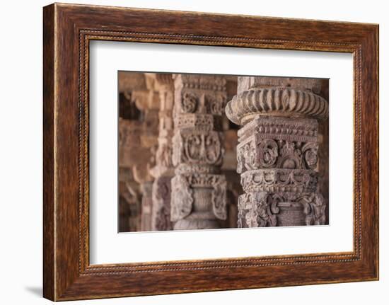 India. Column details at the Alai-Darwaza complex in New Delhi.-Ralph H. Bendjebar-Framed Photographic Print