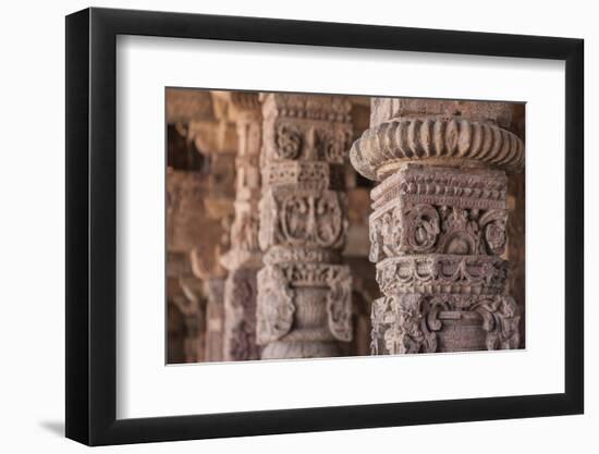 India. Column details at the Alai-Darwaza complex in New Delhi.-Ralph H. Bendjebar-Framed Photographic Print