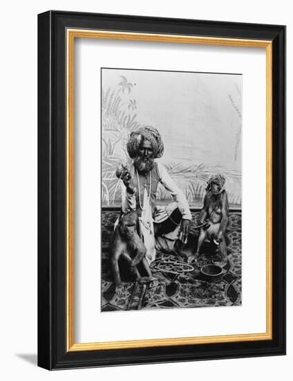 India, Fakir with monkeys, c.1890-1925-null-Framed Photographic Print