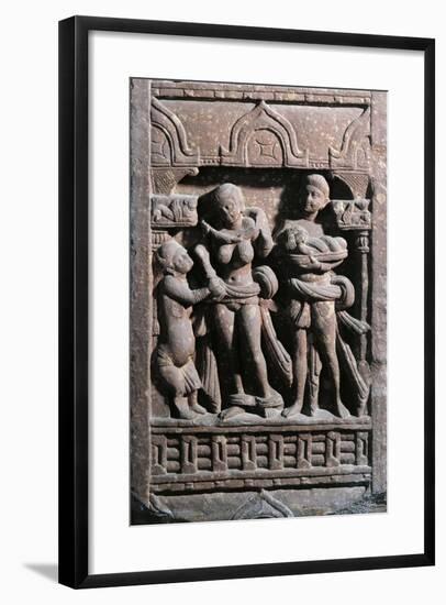 India, Haryana, Gurgaon, Sundarananda Helping Sundari with Her Toilet, Kushan Period-null-Framed Giclee Print