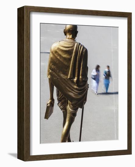 India, Himachal Pradesh, Shimla,  the Ridge, Gold Statue of  Mahatma Gandhi-Jane Sweeney-Framed Photographic Print