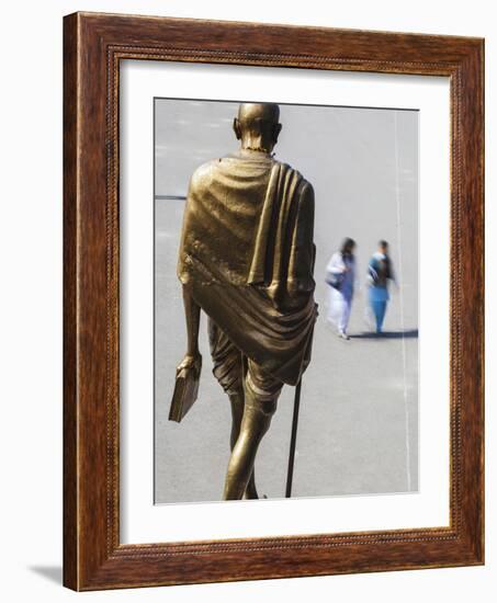 India, Himachal Pradesh, Shimla,  the Ridge, Gold Statue of  Mahatma Gandhi-Jane Sweeney-Framed Photographic Print