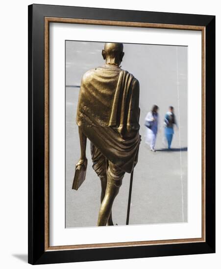 India, Himachal Pradesh, Shimla,  the Ridge, Gold Statue of  Mahatma Gandhi-Jane Sweeney-Framed Photographic Print