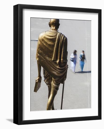 India, Himachal Pradesh, Shimla,  the Ridge, Gold Statue of  Mahatma Gandhi-Jane Sweeney-Framed Photographic Print