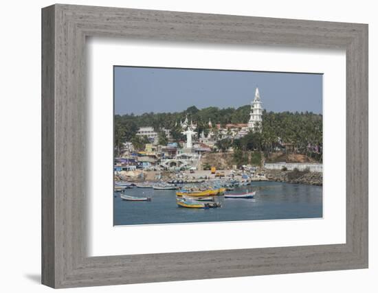 India, Kerala, Malabar Coast, Villanjam, Port view of fishing village with St. Joseph's Shrine.-Cindy Miller Hopkins-Framed Photographic Print