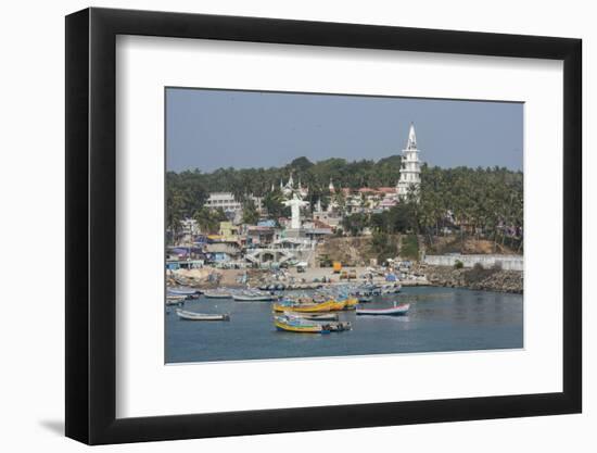 India, Kerala, Malabar Coast, Villanjam, Port view of fishing village with St. Joseph's Shrine.-Cindy Miller Hopkins-Framed Photographic Print