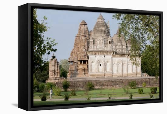 India, Khajuraho, Madhya Pradesh State Temple from the Chandella Dynasty and Grounds-Ellen Clark-Framed Premier Image Canvas