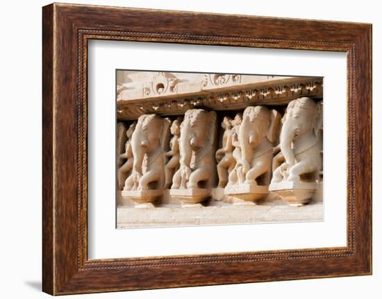 India, Khajuraho, Madhya Pradesh State Temple of Kandariya with a Profusion of Stone Carvings-Ellen Clark-Framed Photographic Print