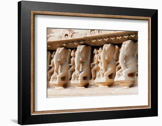 India, Khajuraho, Madhya Pradesh State Temple of Kandariya with a Profusion of Stone Carvings-Ellen Clark-Framed Photographic Print