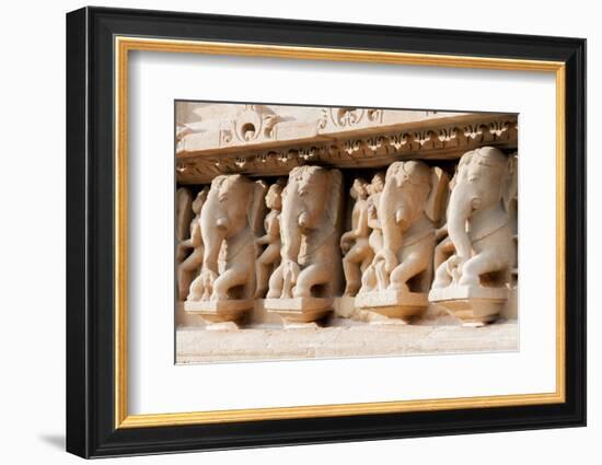 India, Khajuraho, Madhya Pradesh State Temple of Kandariya with a Profusion of Stone Carvings-Ellen Clark-Framed Photographic Print
