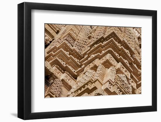 India, Khajuraho, Madhya Pradesh State Temple of Kandariya with a Profusion of Stone Carvings-Ellen Clark-Framed Photographic Print