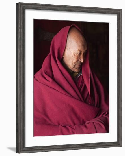 India, Ladakh, Likir, Senior Monk at Likir Monastery, Ladakh, India-Katie Garrod-Framed Photographic Print