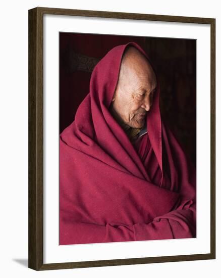 India, Ladakh, Likir, Senior Monk at Likir Monastery, Ladakh, India-Katie Garrod-Framed Photographic Print