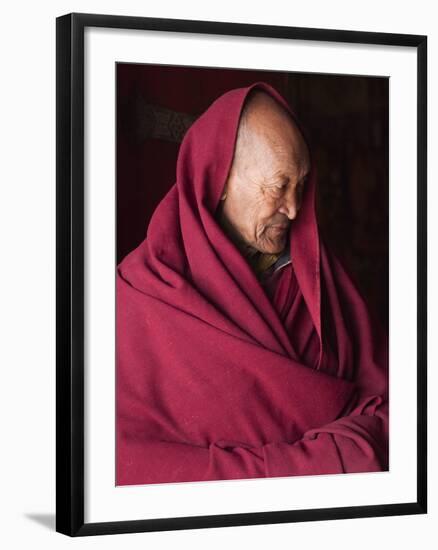 India, Ladakh, Likir, Senior Monk at Likir Monastery, Ladakh, India-Katie Garrod-Framed Photographic Print