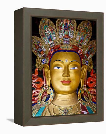 India, Ladakh, Thiksey, the Immense and Beautifully Gilded Maitreya Buddha in the Chamkhang Temple-Katie Garrod-Framed Premier Image Canvas