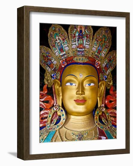 India, Ladakh, Thiksey, the Immense and Beautifully Gilded Maitreya Buddha in the Chamkhang Temple-Katie Garrod-Framed Photographic Print