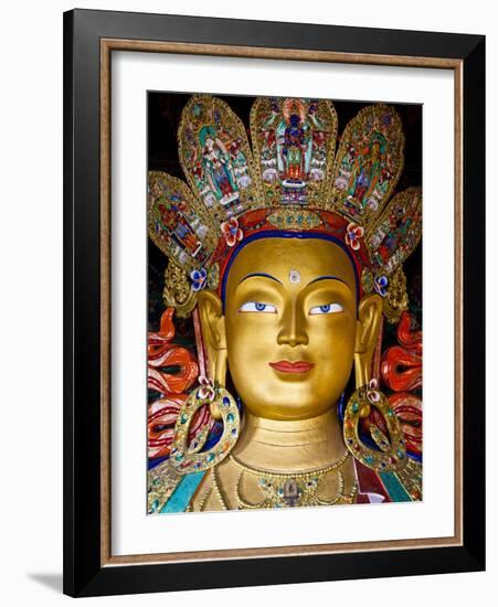 India, Ladakh, Thiksey, the Immense and Beautifully Gilded Maitreya Buddha in the Chamkhang Temple-Katie Garrod-Framed Photographic Print